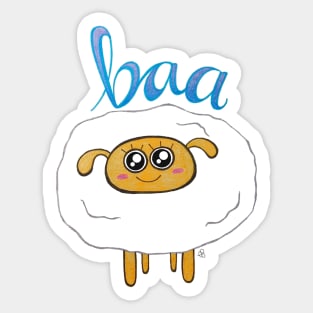 Baa Baa Cute Sheep - A Happy Kawaii White Sheep Sticker